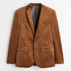 H&M Slim Fit Velvet jacket Light brown 40R NWT